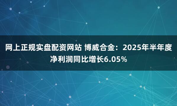 网上正规实盘配资网站 博威合金：2025年半年度净利润同比增长6.05%